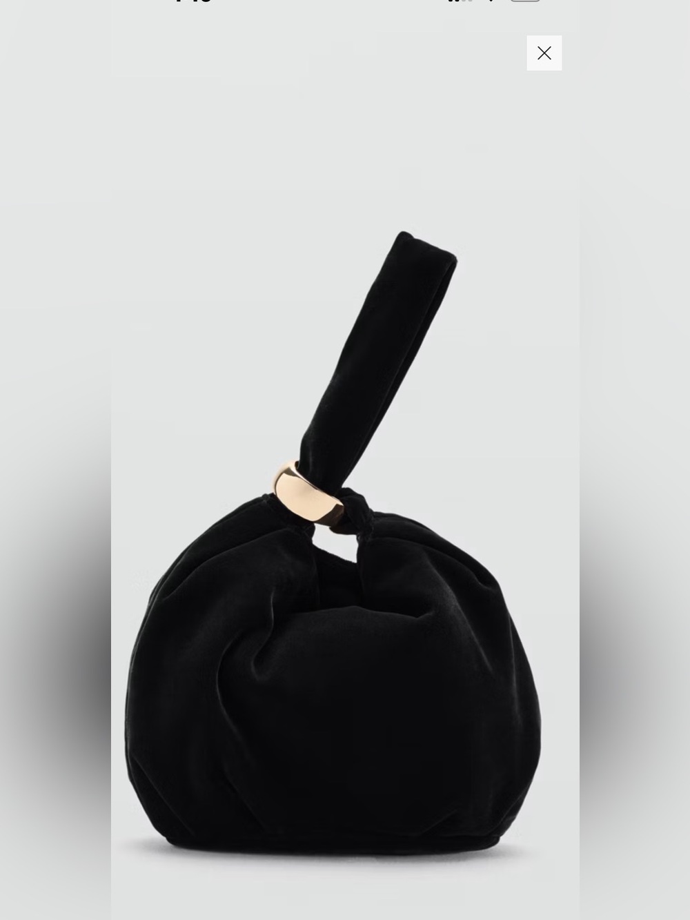 Mango Black Velvet Clutch with Gold Ring Detail - Picture 4 of 5